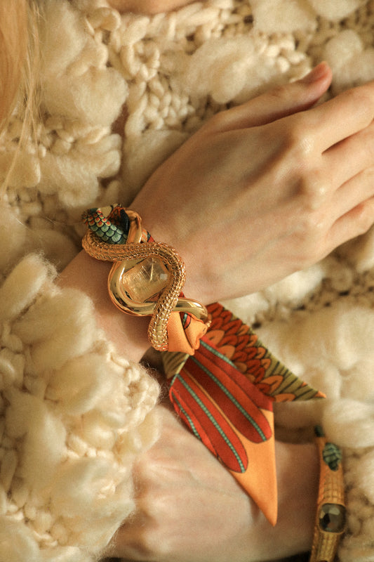 Manchette Caïman Quartz et ruban Perroquet neutre