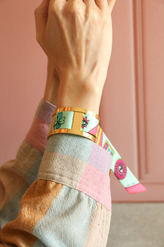 Manchette JMA et ruban Luckyou, vert d’eau