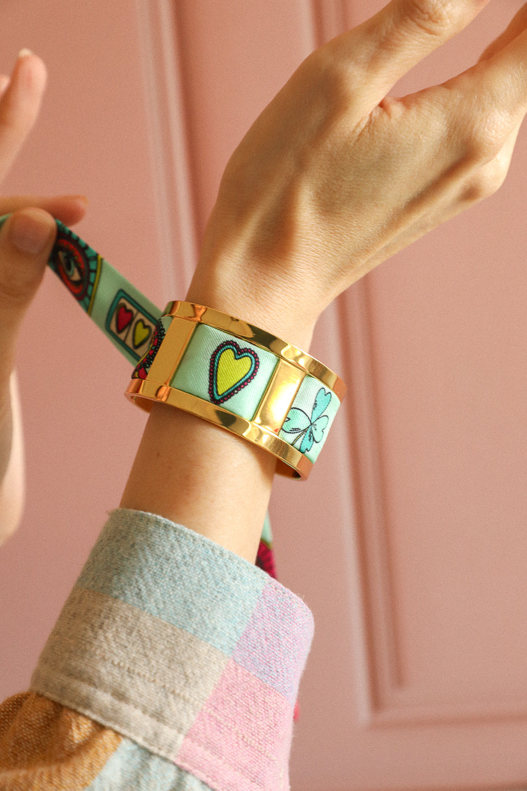 Manchette JMA et ruban Luckyou, vert d’eau