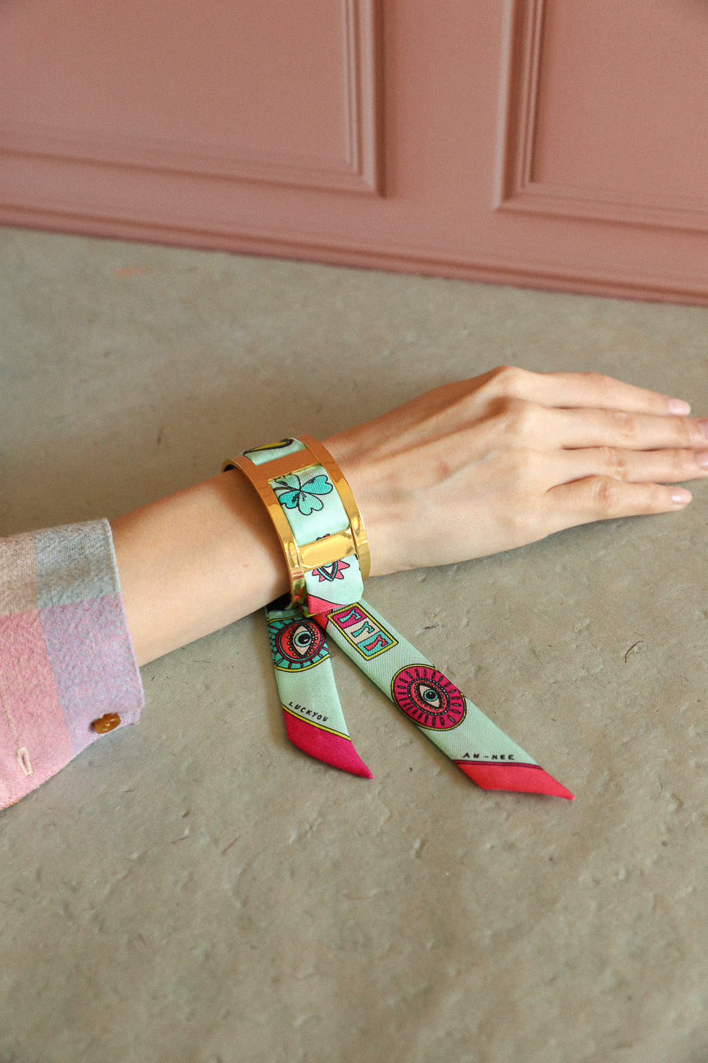 Manchette JMA et ruban Luckyou, vert d’eau