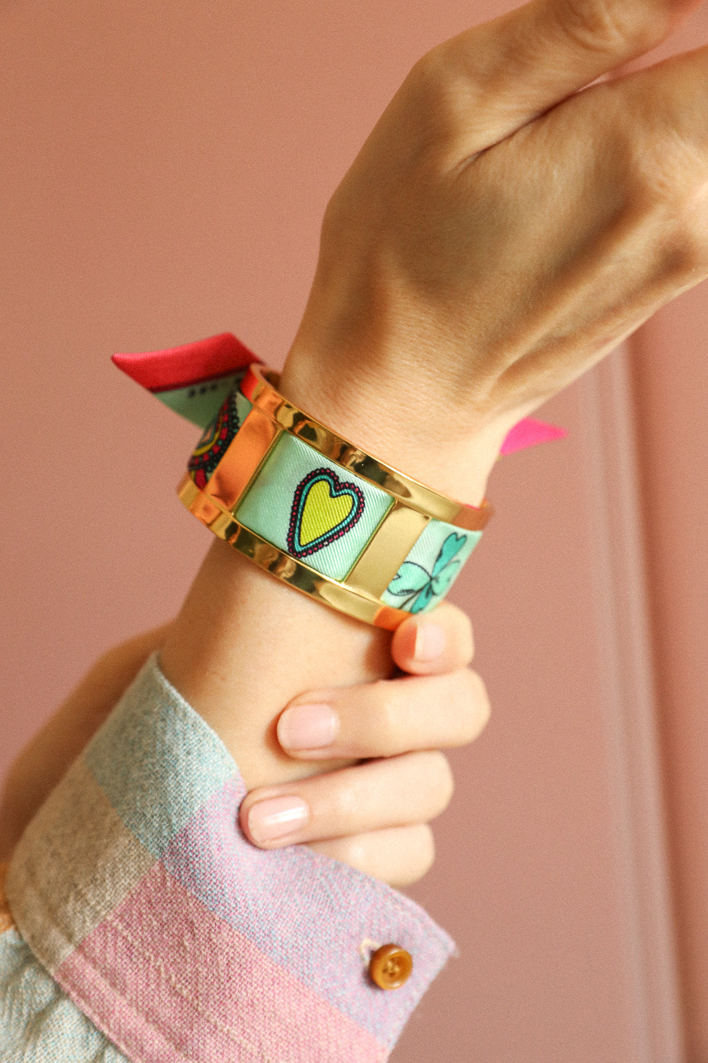 Manchette JMA et ruban Luckyou, vert d’eau