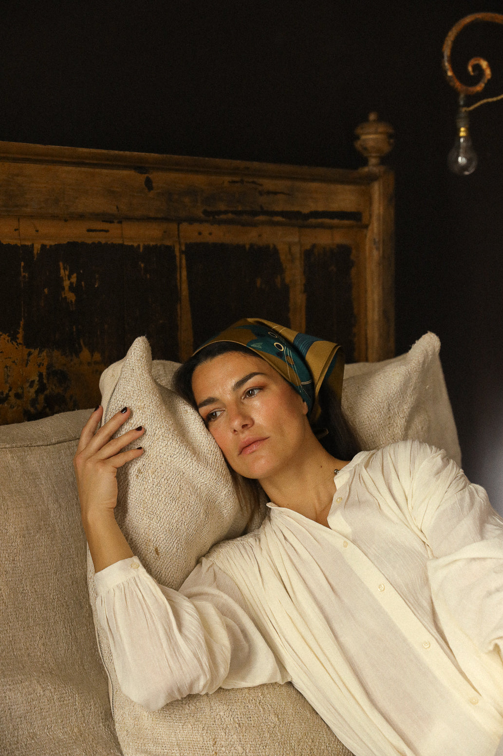 Bandana en soie 55cm Chapanoir, olive