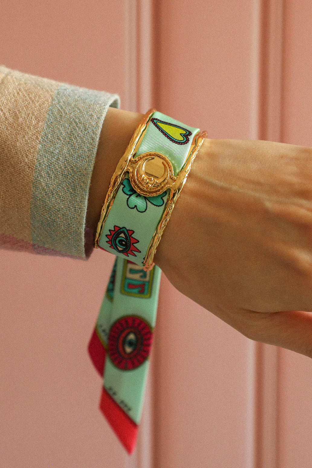 Manchette Lune et ruban Luckyou, vert d’eau