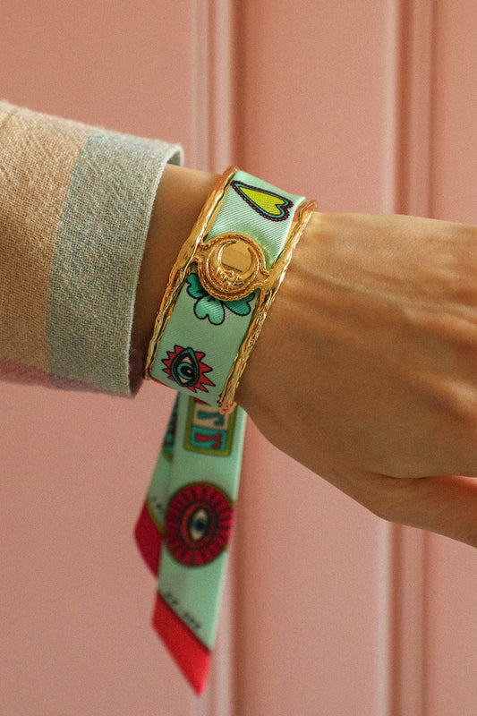 Ruban en soie 2cm Luckyou, vert d’eau