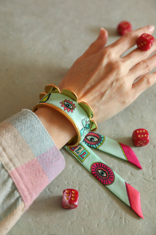 Manchette Fanion et ruban Luckyou, vert d’eau