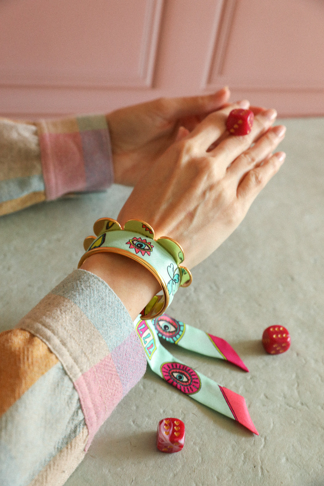 Manchette Fanion et ruban Luckyou, vert d’eau