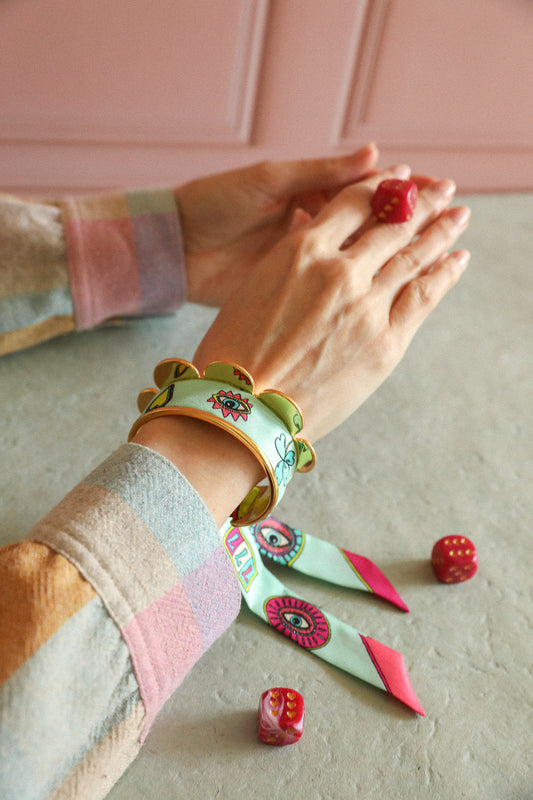 Manchette Fanion et ruban Luckyou, vert d’eau