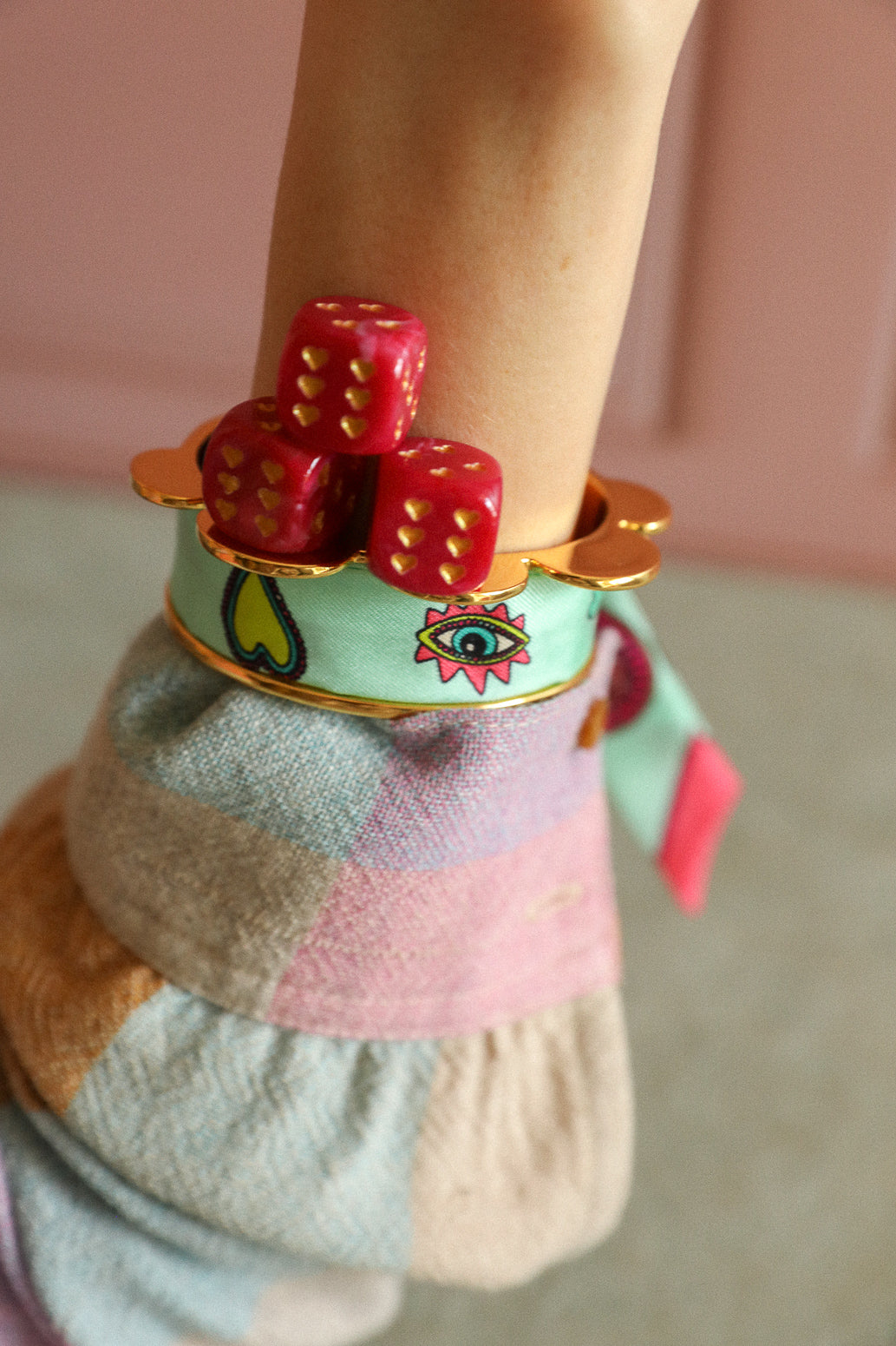 Manchette Fanion et ruban Luckyou, vert d’eau