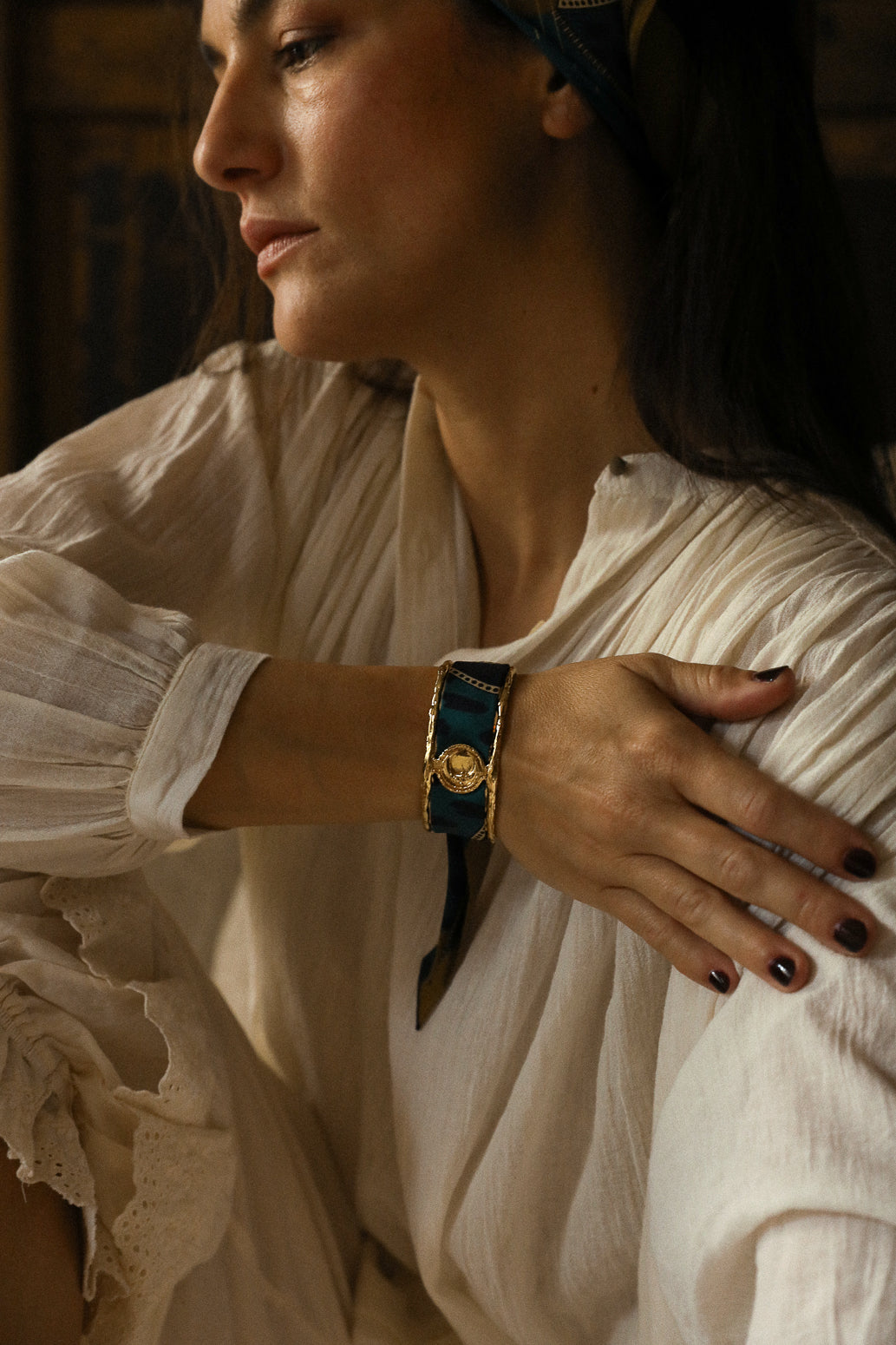 Manchette Lune et ruban Chapanoir, olive