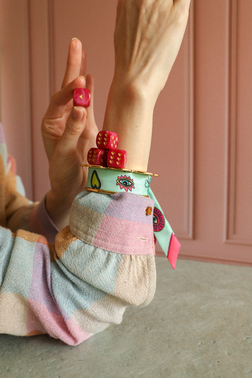 Manchette Fanion et ruban Luckyou, vert d’eau