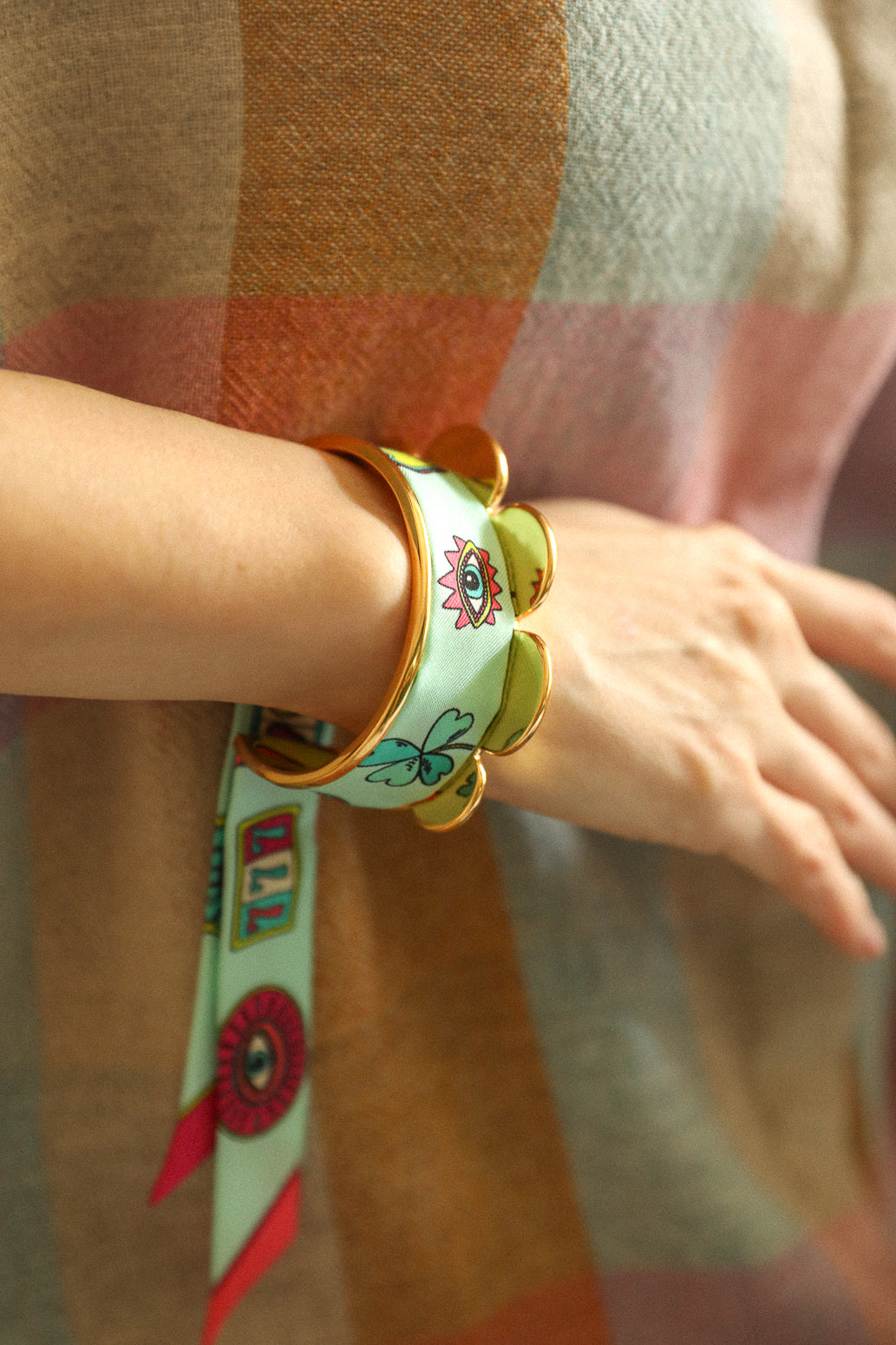 Manchette Fanion et ruban Luckyou, vert d’eau