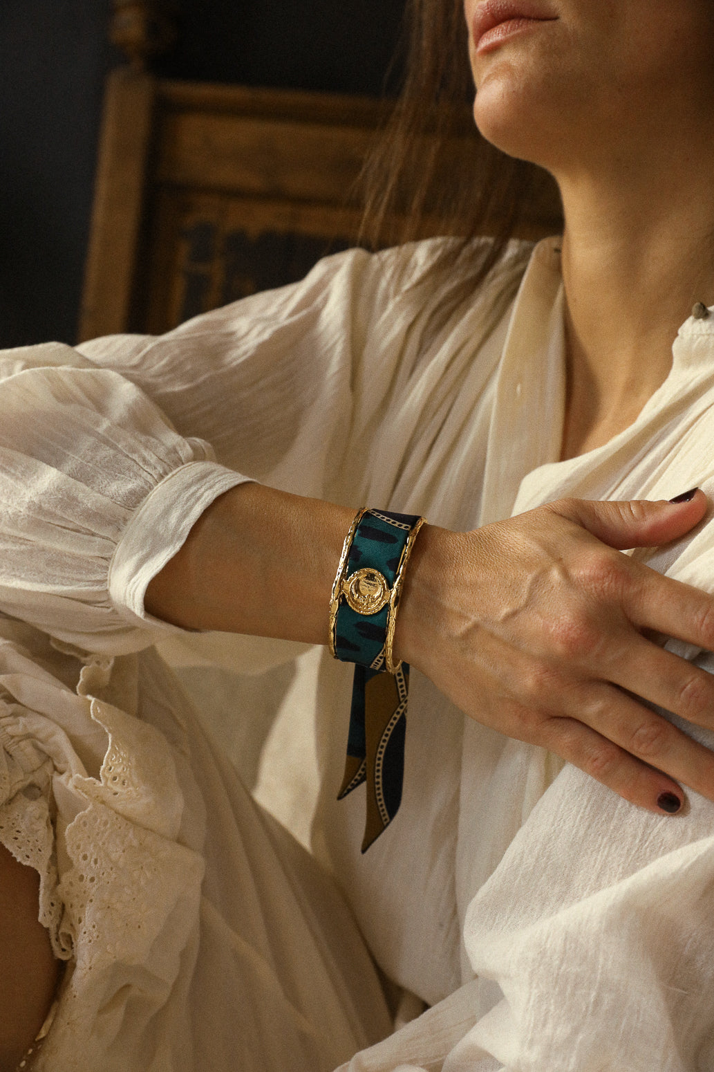 Manchette Lune et ruban Chapanoir, olive