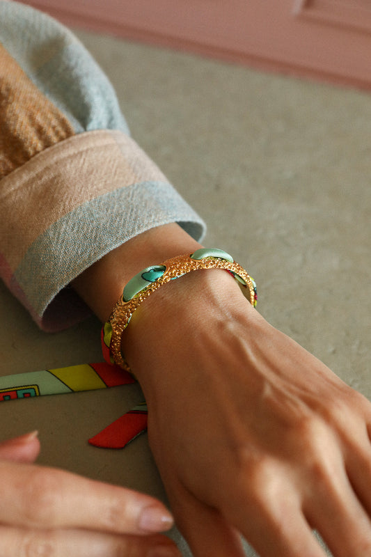 Bracelet Queen et son ruban Luckyou, vert d’eau