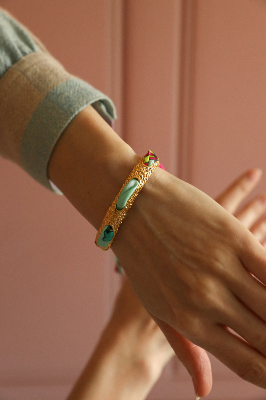 Bracelet Queen et son ruban Luckyou, vert d’eau