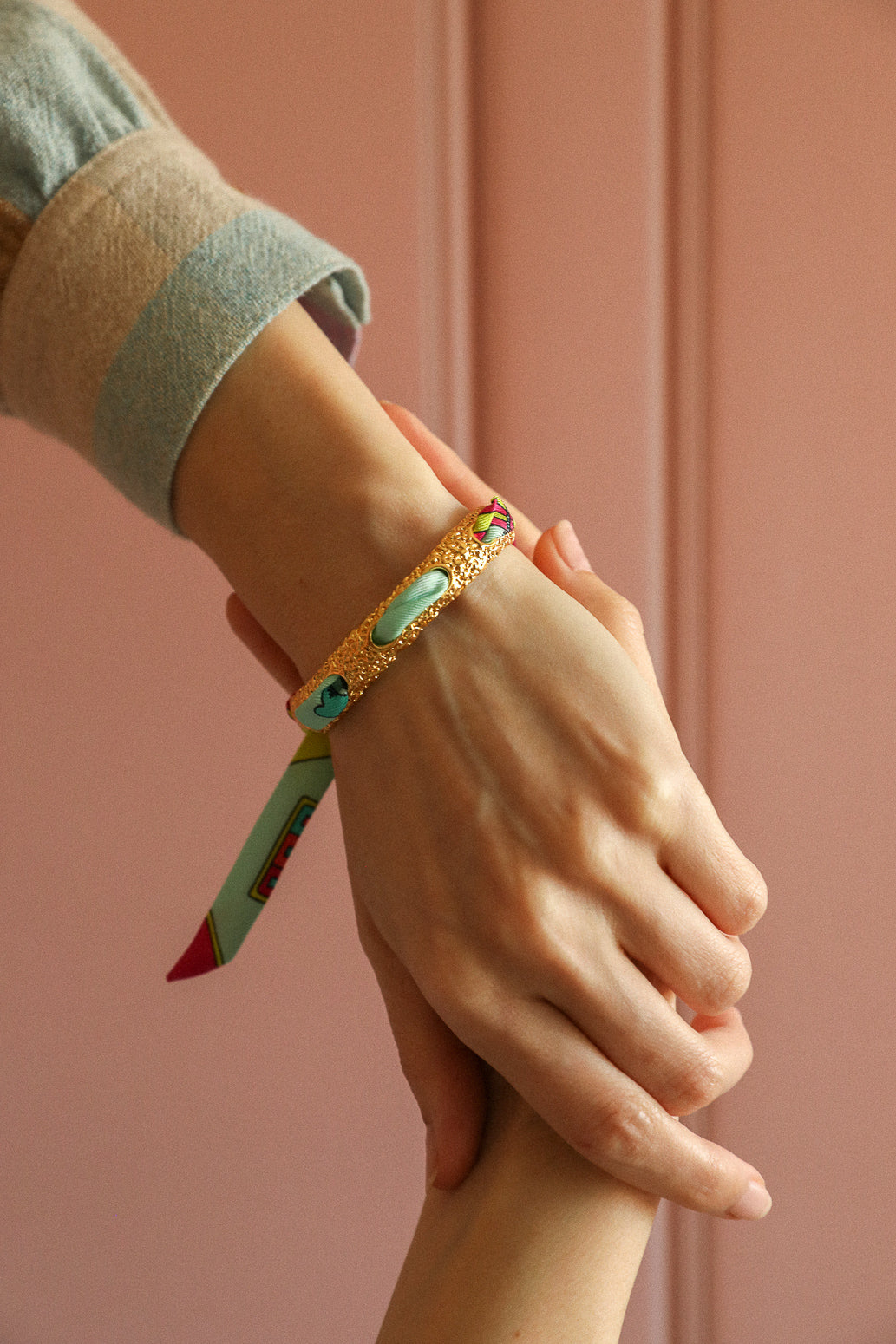 Bracelet Queen et son ruban Luckyou, vert d’eau