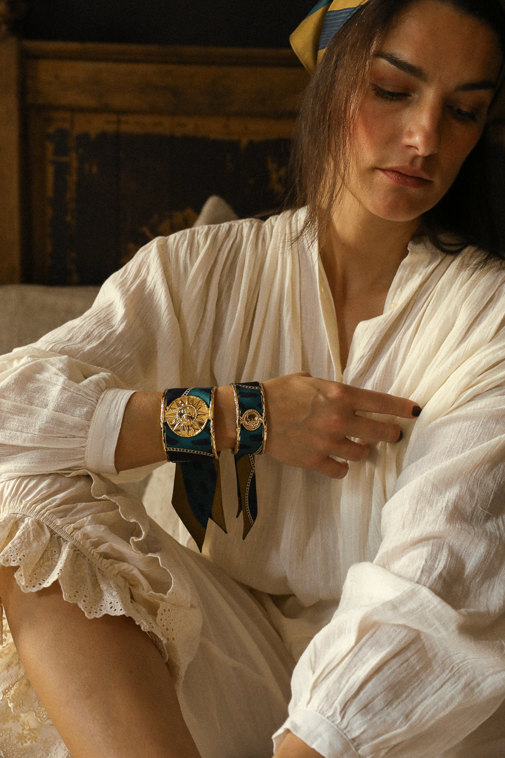 Manchette Lune et ruban Chapanoir, olive