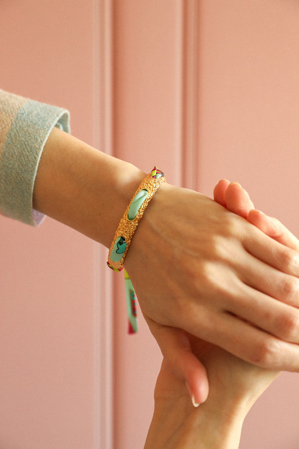 Bracelet Queen et son ruban Luckyou, vert d’eau