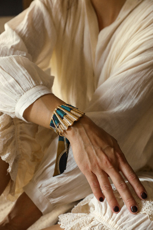 Manchette Coquille et ruban Chapanoir, olive