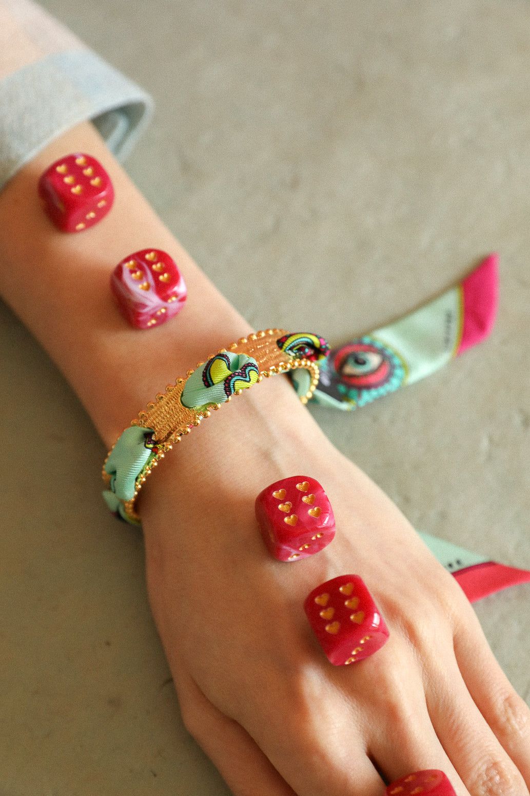 Bracelet Diva et ruban Luckyou, vert d’eau