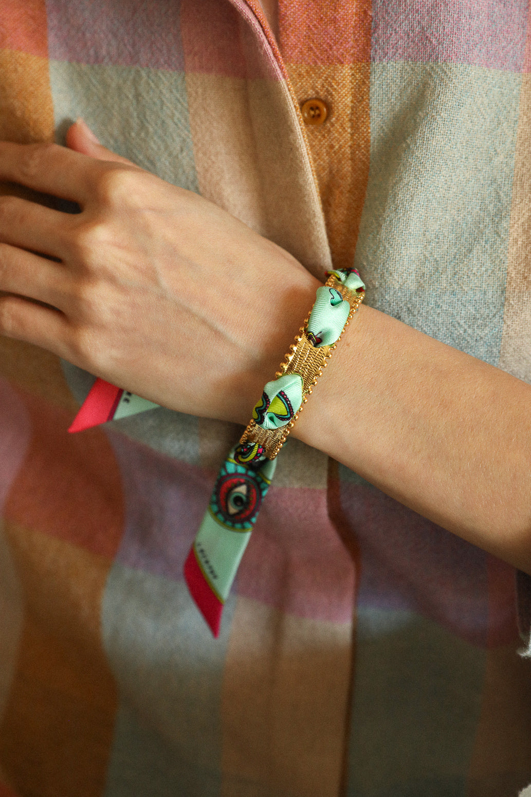 Bracelet Diva et ruban Luckyou, vert d’eau