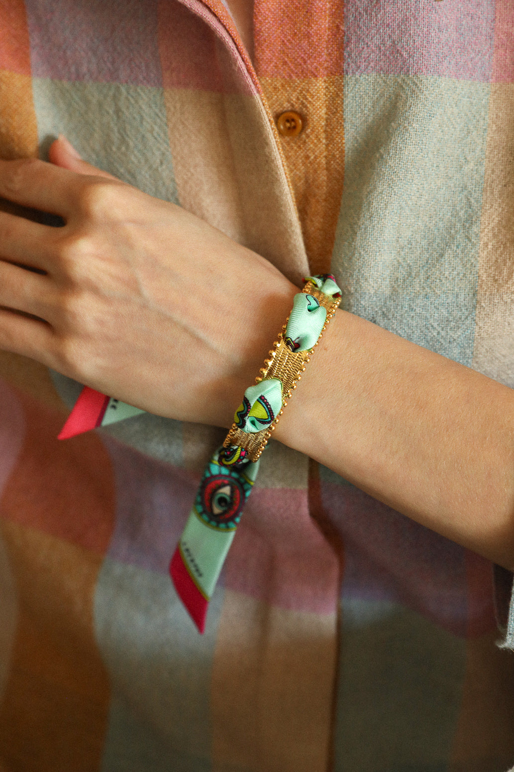 Bracelet Diva et ruban Luckyou, vert d’eau