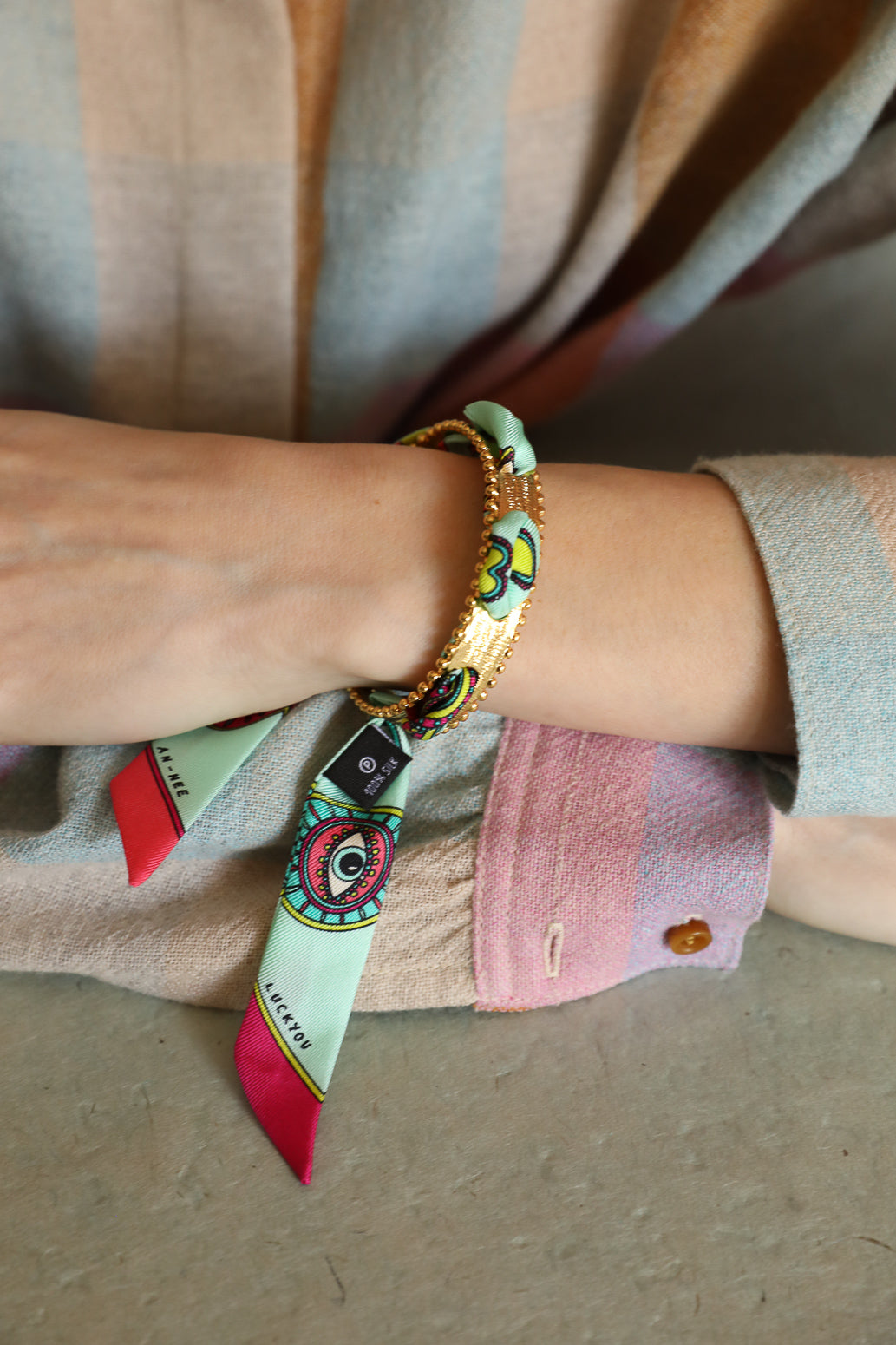 Bracelet Diva et ruban Luckyou, vert d’eau