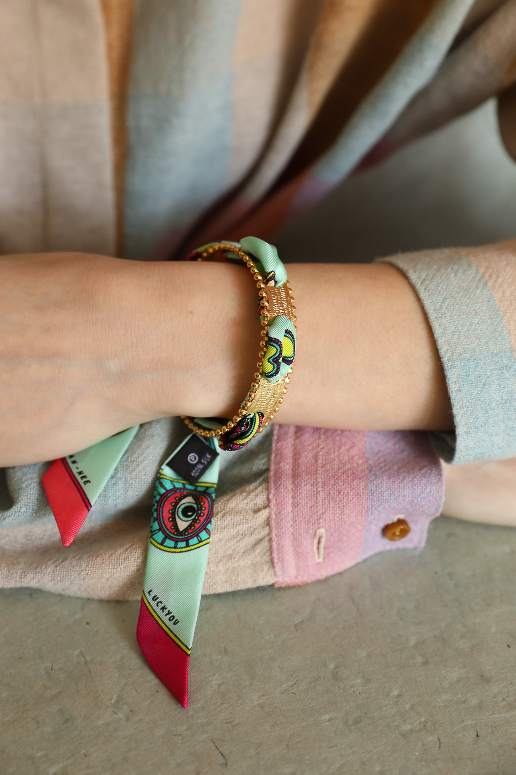 Bracelet Diva et ruban Luckyou, vert d’eau