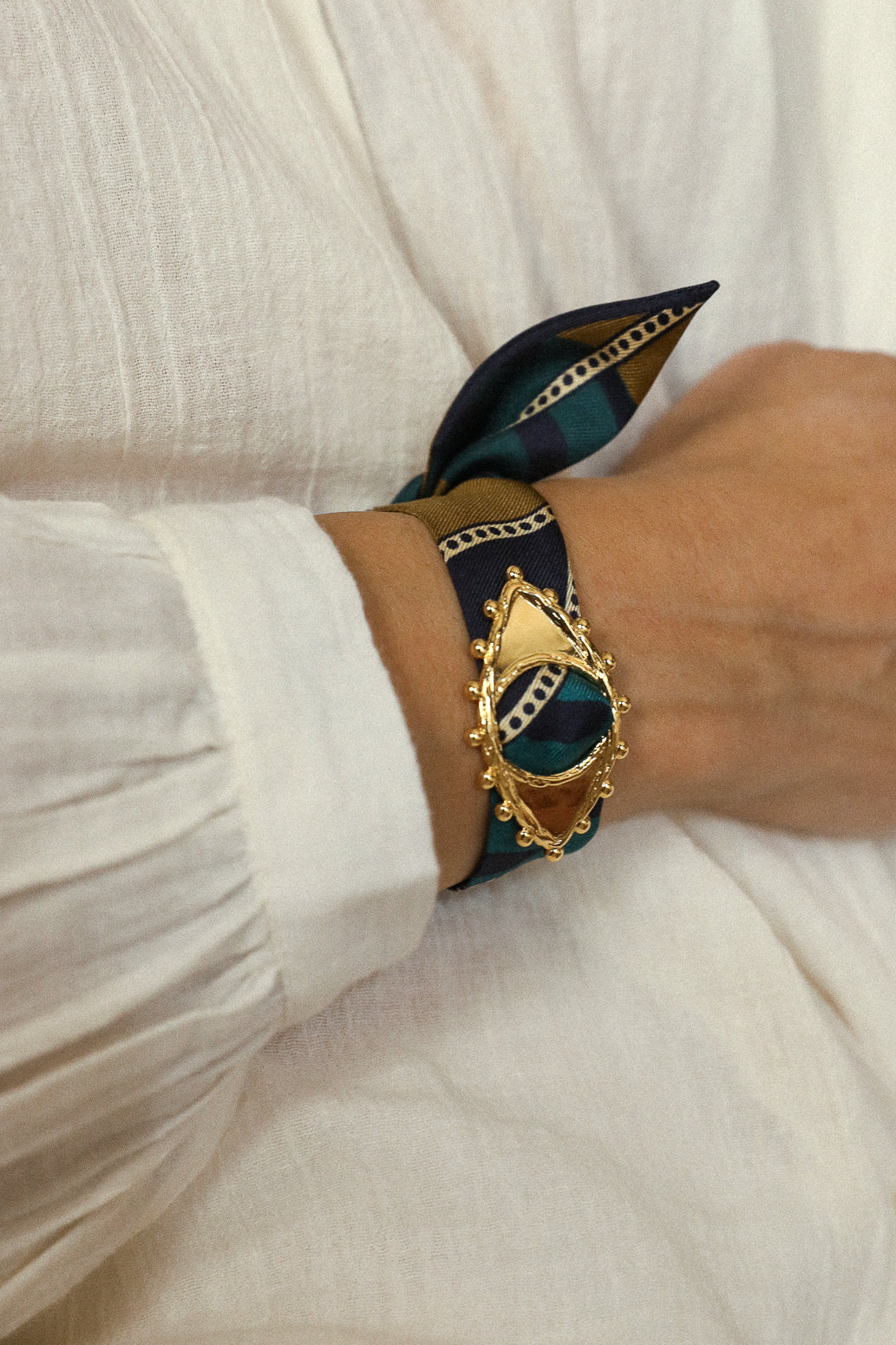 Bracelet en soie 4cm Chapanoir, olive