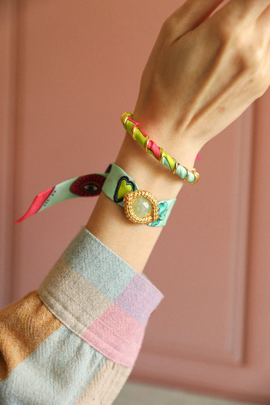 Bracelet Octobre et son ruban Luckyou, vert d’eau