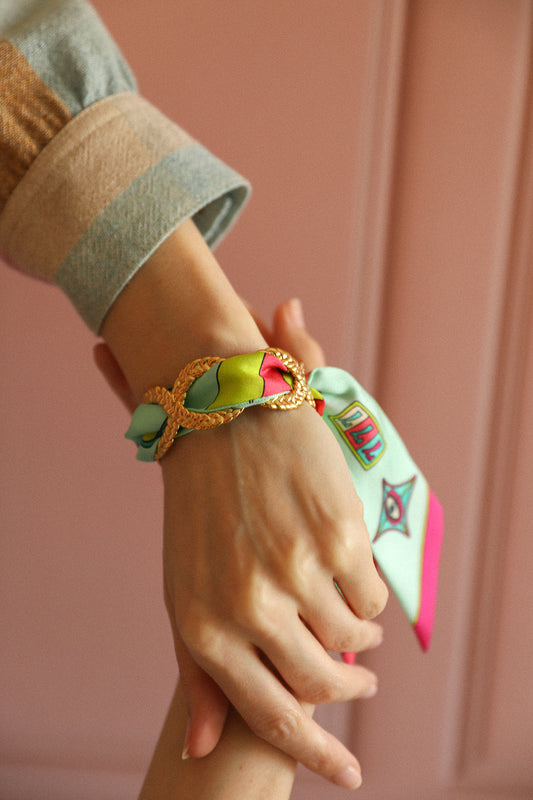 Manchette Tresse et ruban Luckyou, Vert d’eau