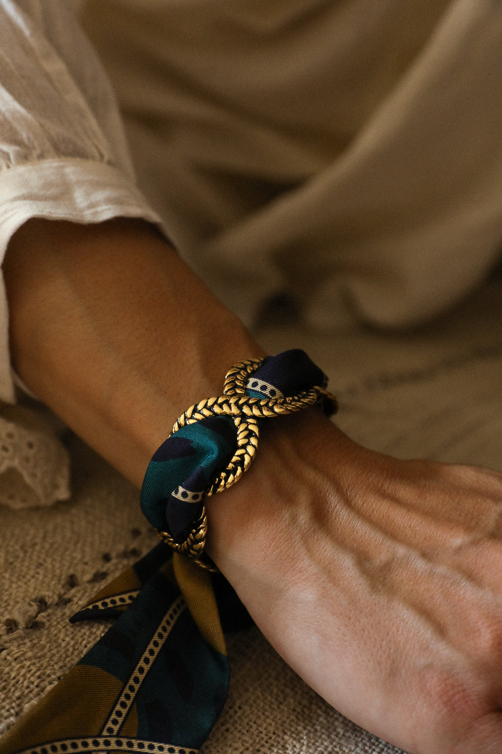 Manchette Tresse et ruban Chapanoir, Olive