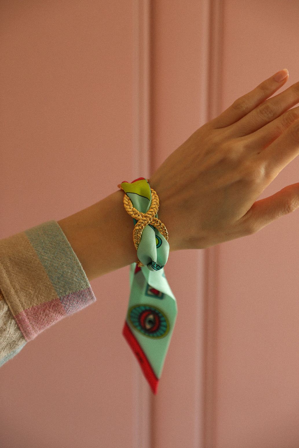 Manchette Tresse et ruban Luckyou, Vert d’eau