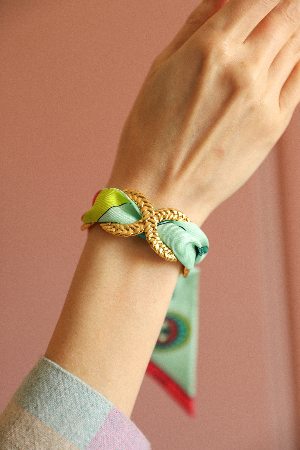 Manchette Tresse et ruban Luckyou, Vert d’eau