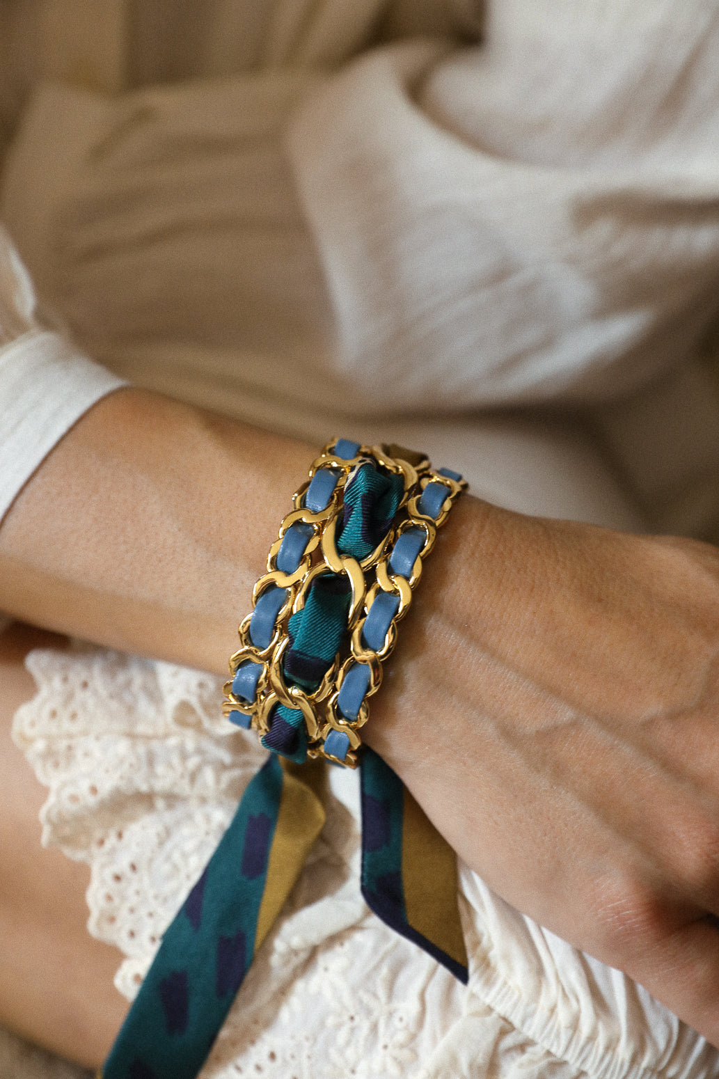 Petite manchette Décembre et ruban Chapanoir, olive