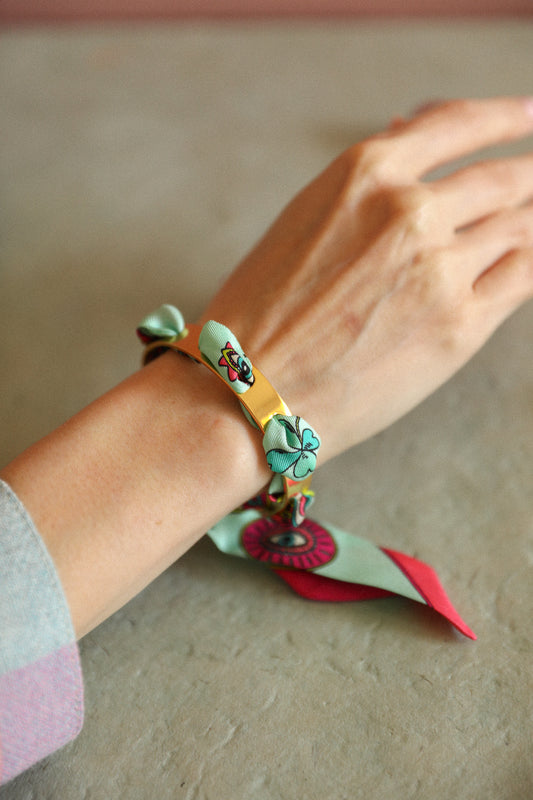 Bracelet Septembre et ruban Luckyou, vert d’eau