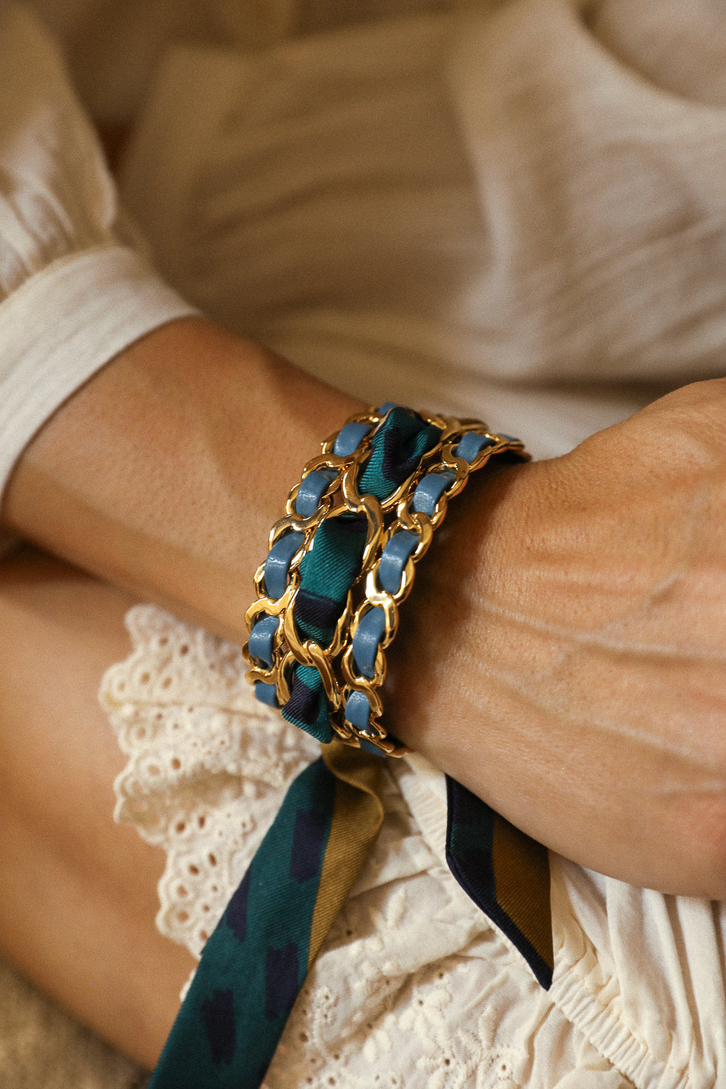 Petite manchette Décembre et ruban Chapanoir, olive