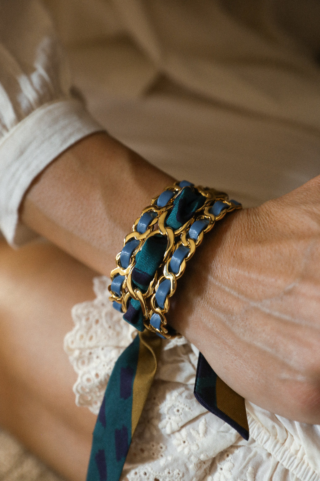 Petite manchette Décembre et ruban Chapanoir, olive