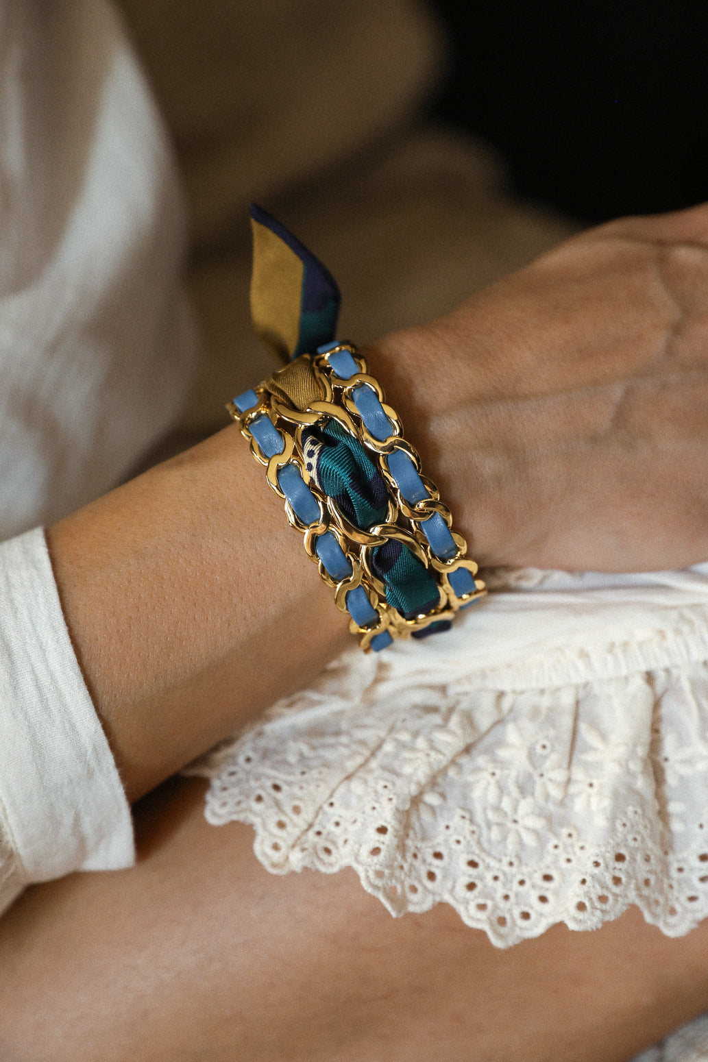 Ruban en soie 2cm Chapanoir, olive