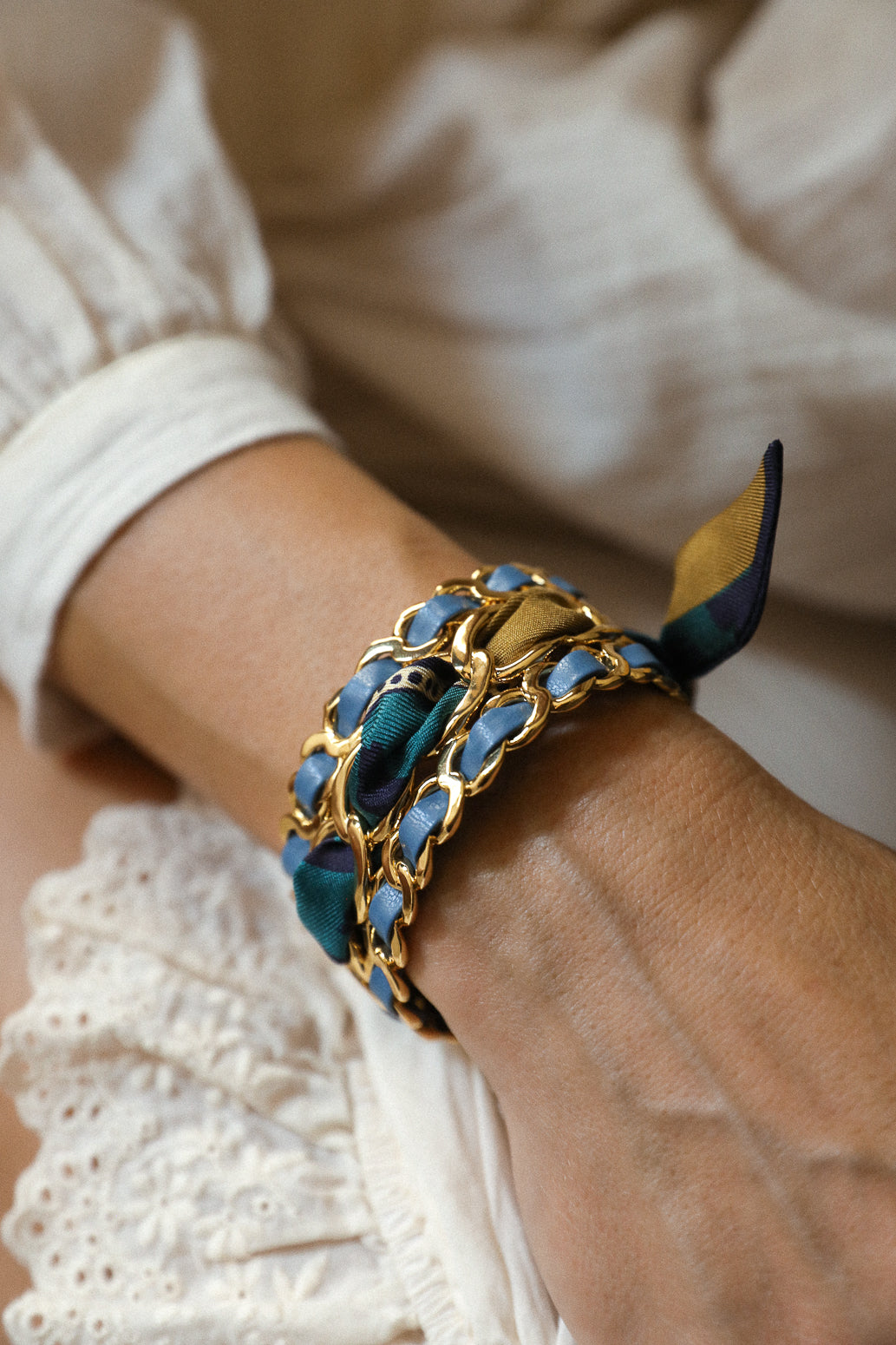 Petite manchette Décembre et ruban Chapanoir, olive