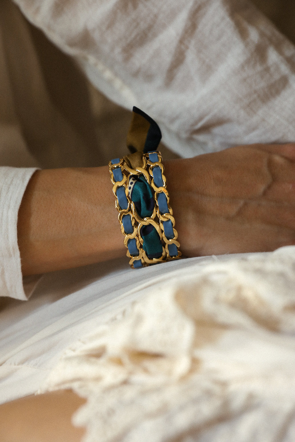 Petite manchette Décembre et ruban Chapanoir, olive