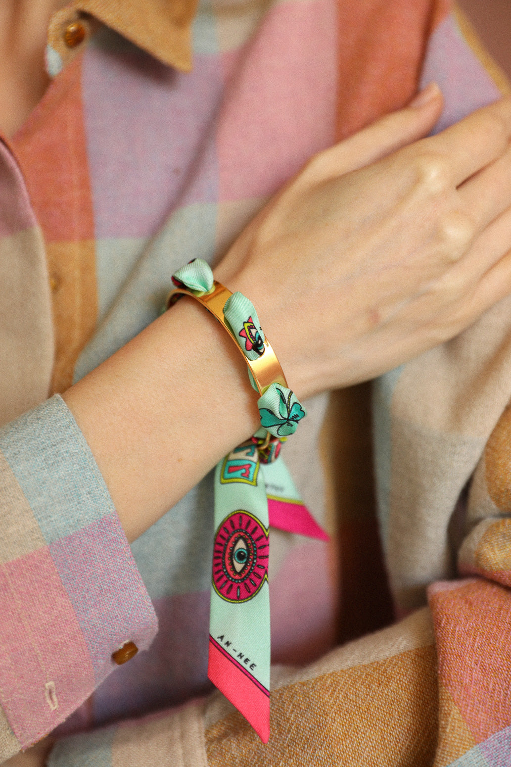 Bracelet Septembre et ruban Luckyou, vert d’eau