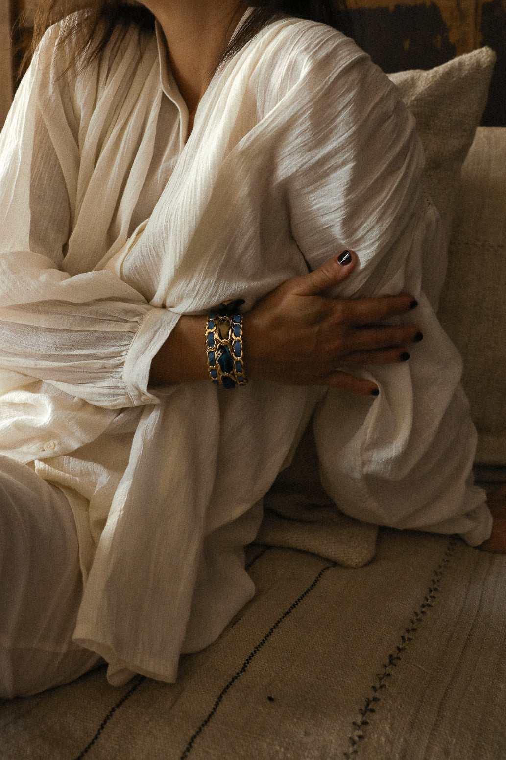 Petite manchette Décembre et ruban Chapanoir, olive