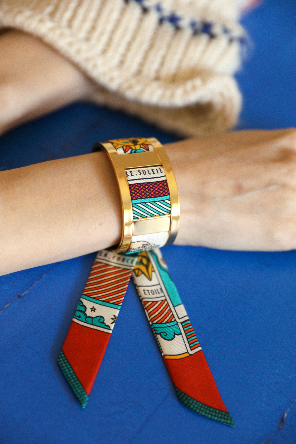 Ruban en soie 2cm Tarot, multicolore