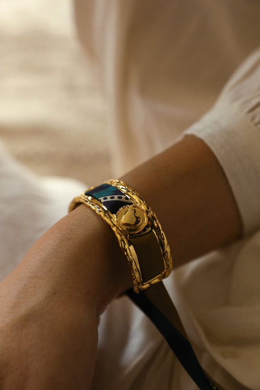 Manchette Irma et son ruban Chapanoir, olive