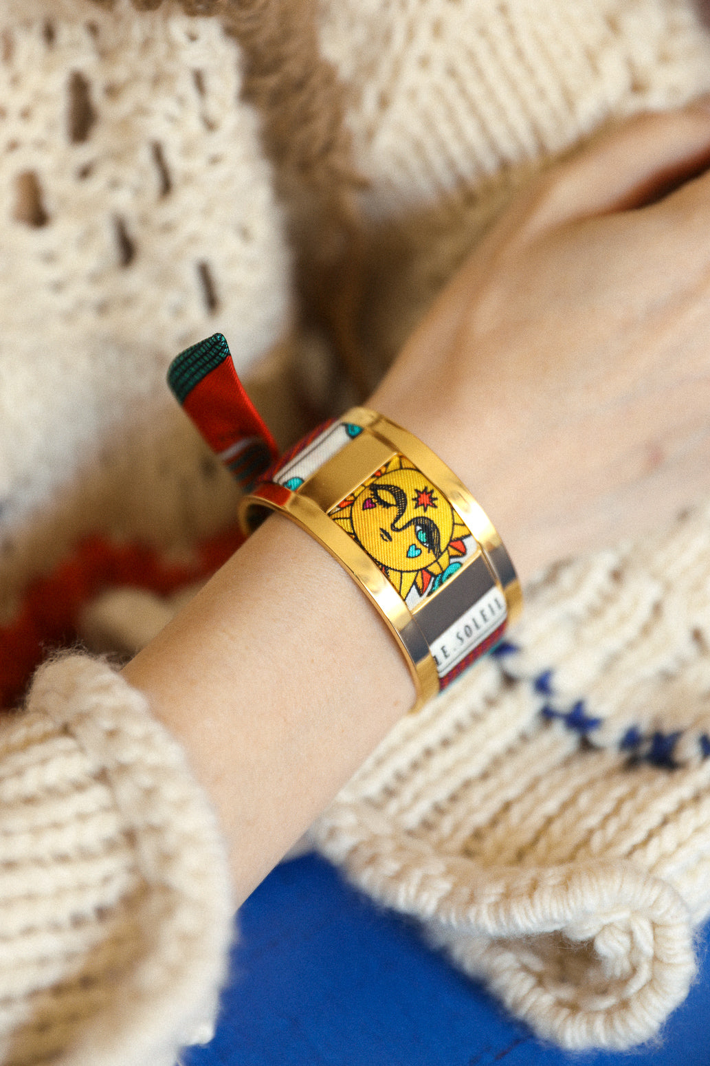 Ruban en soie 2cm Tarot, multicolore