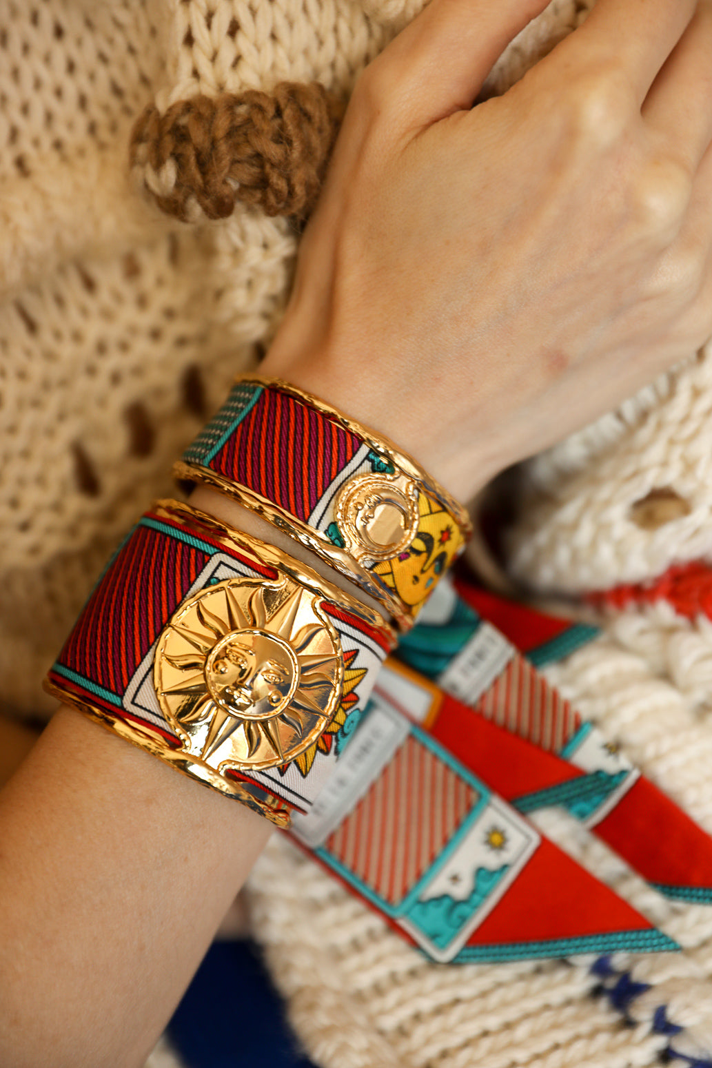 Bracelet en soie 4cm Tarot, multicolore