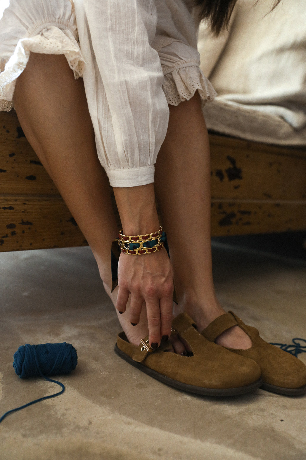 Petite manchette Décembre et ruban Chapanoir, olive