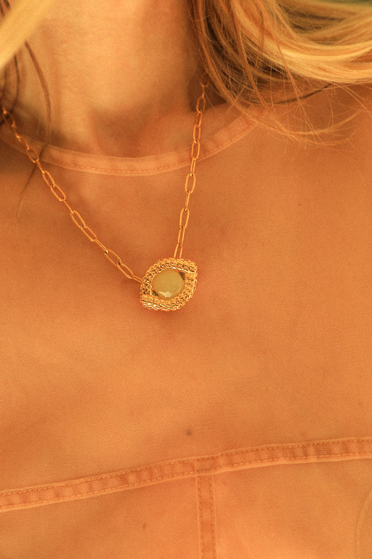 Collier Oeil de Caïman en quartzite jade oil