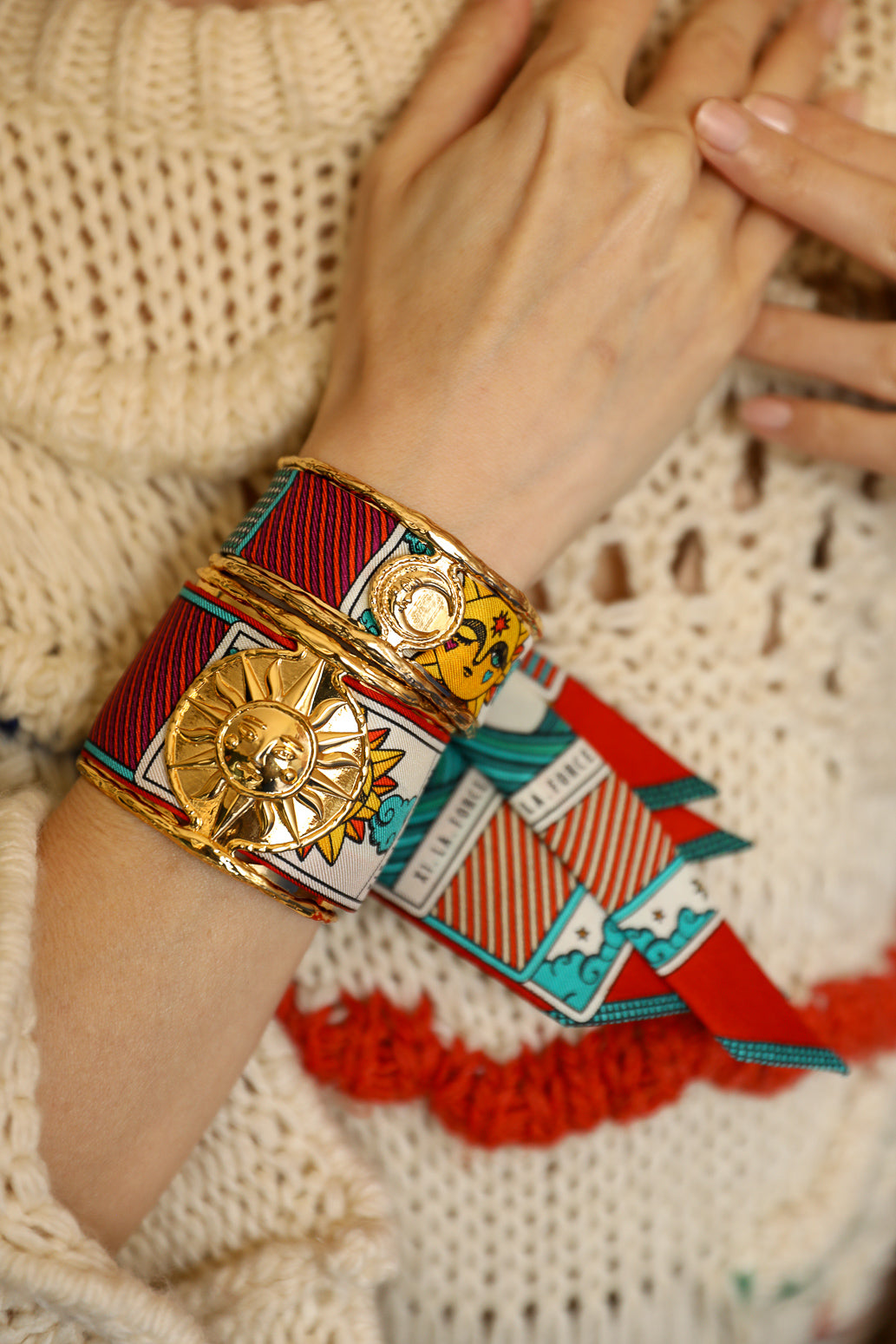 Manchette Lune et ruban Tarot, multicolore