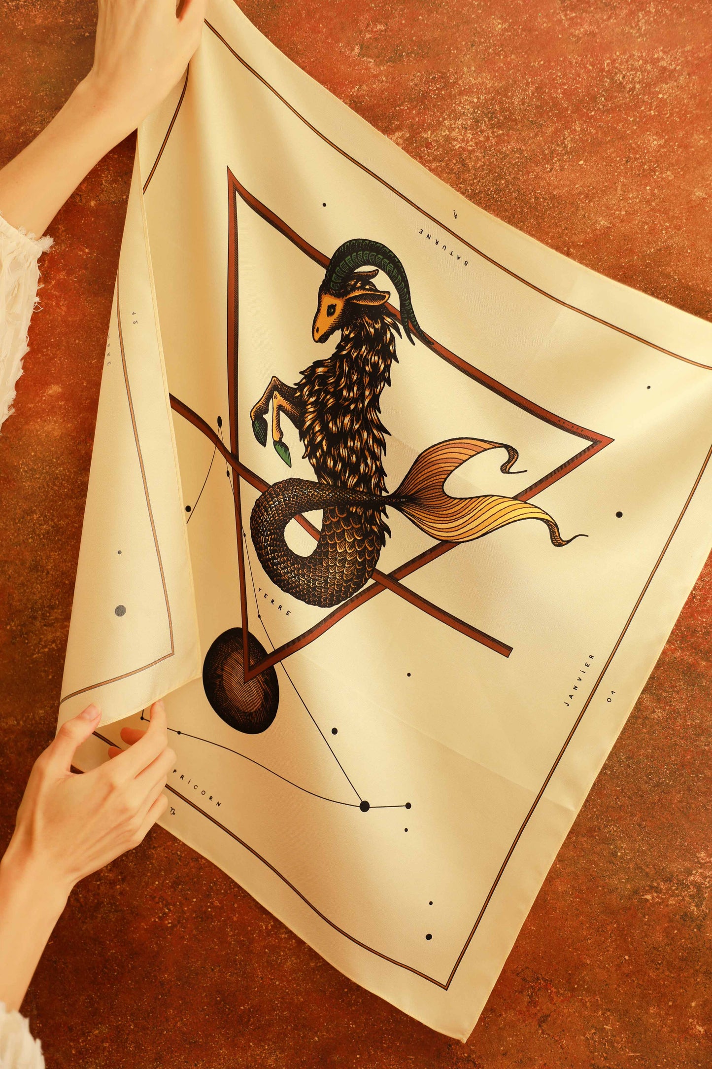 Bandana en soie 55cm - Signe Astro, Crème